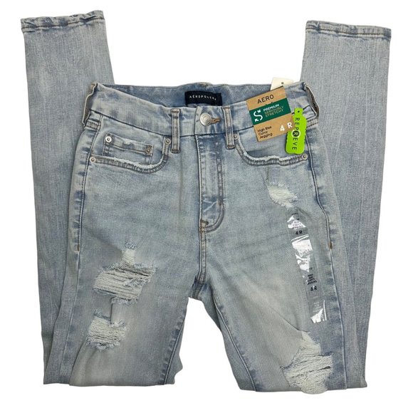 Aeropostale | NWT Light Wash Distressed High Rise Curvy Jegging Jeans | Size 4R - Picture 1 of 10